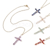 Natural Mixed Gemstone Beaded Cross Pendant Necklace NJEW-JN04357-1