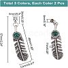 3 Sets 3 Colors Electroplate Zinc Alloy Cord Ends FIND-CA0004-05-2