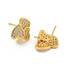 Rack Plating Brass Micro Pave Clear Cubic Zirconia Studs Earrings Finding KK-T072-12G-2