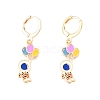 Colorful Enamel Spaceman Dangle Leverback Earrings EJEW-N012-75-2