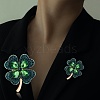 Cubic Zirconia Clover Brooch Pin JBR105A-7