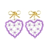 Heart Handmade Glass Seed Beads Dangle Stud Earrings EJEW-MZ00369-03-2