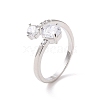 Clear Cubic Zirconia Flat Round Open Cuff Ring RJEW-G267-01P-3