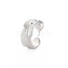 304 Stainless Steel Leaf Wrap Open Cuff Ring for Women RJEW-S405-213P-3