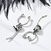 Rose Flower 316 Surgical Stainless Steel Dangle Half Hoop Earrings for Women EJEW-G416-44AS-3