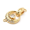 Rack Plating Brass Pave Clear Cubic Zirconia Fold Over Clasps KK-K270-04G-3