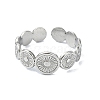 304 Stainless Steel Sun Flower Open Cuff Rings RJEW-M019-28P-2