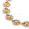 Enamel Daisy Link Chain Necklace NJEW-P220-01G-04-2