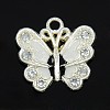 Silver Plated Alloy Enamel Rhinestone Butterfly Pendants ENAM-M013-01F-1