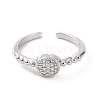 Clear Cubic Zirconia Flat Round Open Cuff Ring RJEW-E072-03P-2