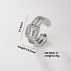 Brass Micro Pave Cubic Zirconia Square Cuff Ring for Women IR0623-10-1