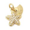 Brass Pave Clear Cubic Zirconia Pendants KK-G554-09A-G-1