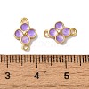 Rack Plating Brass Medium Purple Enamel Flower Links Connector Charms KK-G504-02G-3