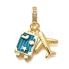 Brass Enamel Airplane & Luggage European Dangle Charms KK-M309-22G-1