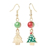 Christmas Theme Alloy Enamel Dangle Earrings with Resin Beaded EJEW-JE05024-4