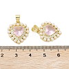 Rack Plating Heart Brass Micro Pave Cubic Zirconia Pendants X-KK-E102-29G-3