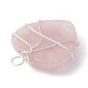 Natural Rose Quartz Copper Wire Wrapped Pendants PALLOY-JF02148-05-2