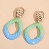 Baking Paint Alloy Rhombus Stud Dangle Earrings for Women WG48396-01-2
