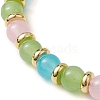 Adjustable Colorful 6.5mm Round Imitation Jade Glass & Brass Braided Bead Bracelets for Women BJEW-JB10697-3