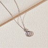 Clear Cubic Zirconia Flat Round with Crown Pendant Necklace JN1027A-3