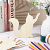 Cat Wood Unfinished Wood Cutouts DIY-WH0430-319A-5