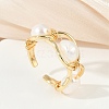 Brass Pearls Open Cuff Rings for Women KK-D301-04G-4