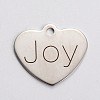 Non-Tarnish Stainless Steel Heart Pendants STAS-L165-A03-2