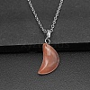 Moon Synthetic Cherry Quartz Glass Pendant Necklaces AK5365-1-1