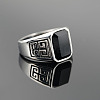 304 Stainless Steel & Obsidian Finger Rings for Men FS-WG9DF95-03-2