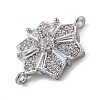 Rack Plating Brass Clear Cubic Zirconia Flower Connector Charms KK-A234-038P-2