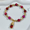 Dyed Natural Tiger Eye Beads Stretch Bracelets FS-WGE9EC2-06-1