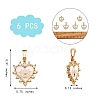 6Pcs Brass Clear Cubic Zirconia Pendants ZIRC-SZ0003-67-7