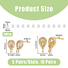 DICOSMETIC 20Pcs 2 Style Teardrop Shape Brass Micro Pave Cubic Zirconia Stud Earring Findings KK-DC0003-04-2