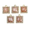 Natural Sunstone Faceted Square Charms G-I375-06G-06-1