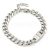 Non-Tarnish 304 Stainless Steel Cuban Link Chain Oval Link Bracelets for Women BJEW-G717-17P-1