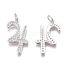 Brass Micro Pave Clear Cubic Zirconia Pendants ZIRC-O035-08P-2