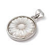 Natural White Shell Carved Sunflower Pendants KK-D537-03P-02-2