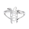 304 Stainless Steel Hollow Out Tortoise Adjustable Ring for Women RJEW-I097-02P-2