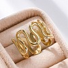 Wave 304 Stainless Steel Finger Rings for Women RJEW-F174-06G-3