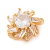 Brass Pave Clear Cubic Zirconia Connector Charms KK-S389-40G-2