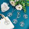 Unicraftale 20Pcs Flat Round with Tree of Life 201 Stainless Steel Filigree Pendant Decorations HJEW-UN0001-10-2