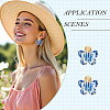 Brass Printing Acrylic Butterfly Dangle Stud Earrings EJEW-TA00673-6