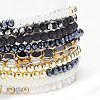 2Pcs 2 Color Natural Lava Rock & Synthetic Hematite & Shell Beaded Multi-strand Bracelets Set BJEW-JB08784-8