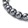 Natural Terahertz Stone & Non-magnetic Hematite Round Beaded Stretch Bracelets for Men Women BJEW-G728-02-3