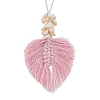 2Pcs 2 Colors Leaf Handmade Woven Cotton Macrame Pendant Decorations HJEW-JM02824-3