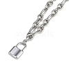 304 Stainless Steel Lock Pendant Figaro Chain Necklaces NJEW-I129-02P-1