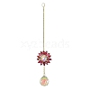 Glass Flower Hanging Suncatchers HJEW-P018-F02-1