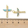 Brass Micro Pave Clear Cubic Zirconia Pendants KK-C045-14G-3