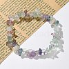 Chips Natural Fluorite Beaded Stretch Bracelets X-BJEW-JB01826-01-6