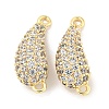 Brass Micro Pave Clear Cubic Zirconia Connector Charms KK-L211-004G-1